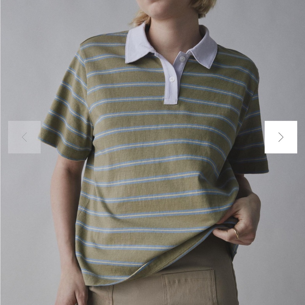 BDG Urban Outfitters Striped Olive Polo rugby Shirt short sleeve S